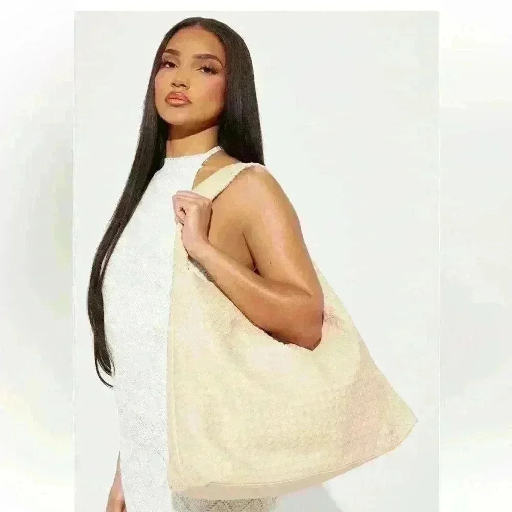 NWT FASHION NOVA Casual Hobo Shoulder Bag - Beige